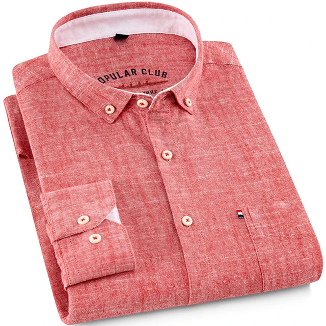 Chemise habillée à col boutonné pour hommes, mélange de coton et de lin respirant, manches longues, coupe cintrée, printemps été décontracté Chic MAEJORKEN