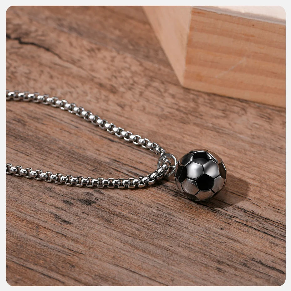 Vnox – colliers de Football 3D pour hommes, pendentifs Scoocer décontractés en acier inoxydable massif, cadeaux pour amoureux du sport pour garçons MAEJORKEN