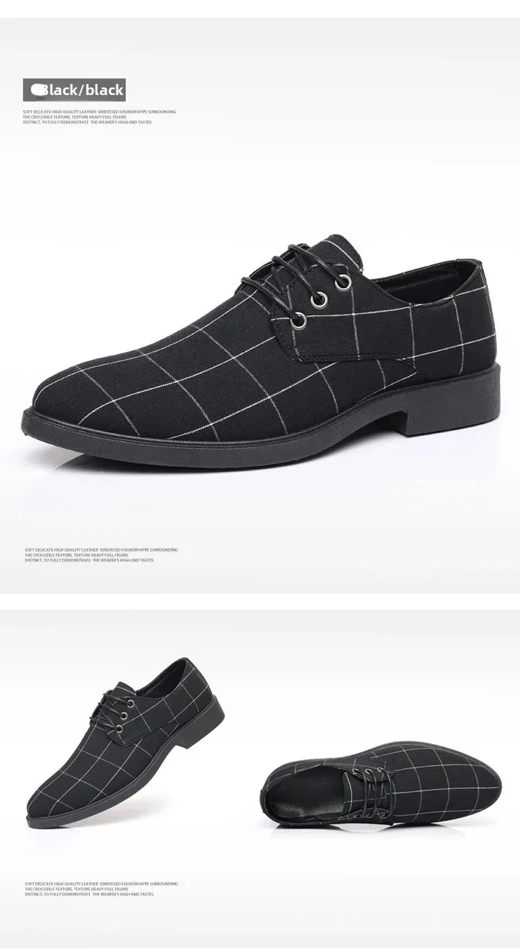 Chaussures d'affaires décontractées pour hommes printemps automne loisirs britanniques toile à lacets chaussures formelles respirant bout rond semelle extérieure en PVC MAEJORKEN