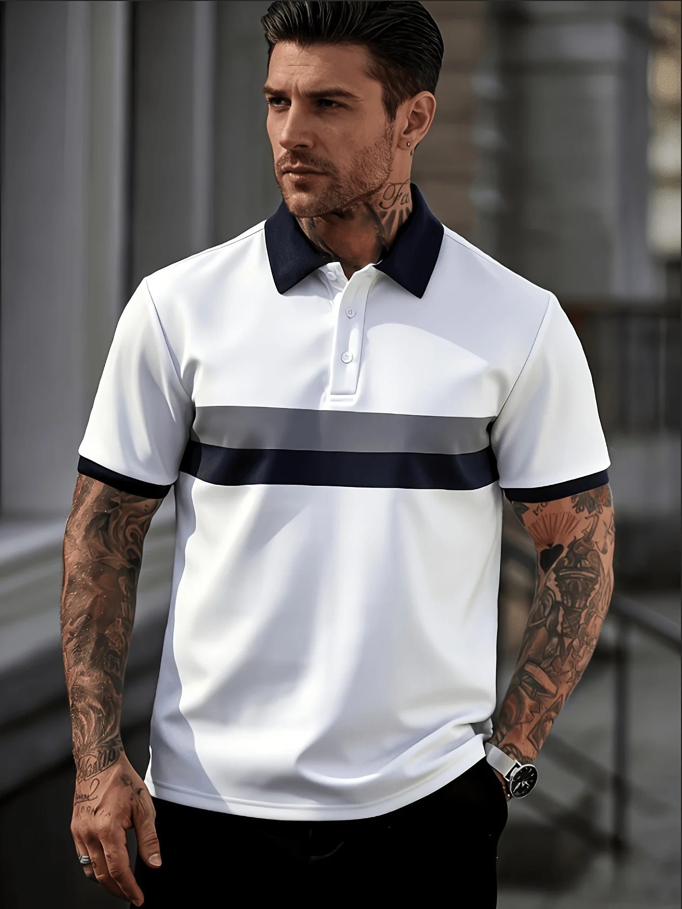 Nouveau Polo Homme Été 2026 - Chemise Imprimée à Motif Patchwork 3D Simple - Tendance, Confortable, Légère et Douce du S au 2XL MAEJORKEN