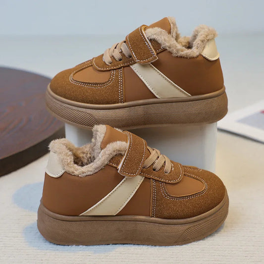 Chaussures chaudes d'hiver pour enfants, baskets en polaire, en coton, imperméables, en laine d'agneau, pour filles, 2025 MAEJORKEN