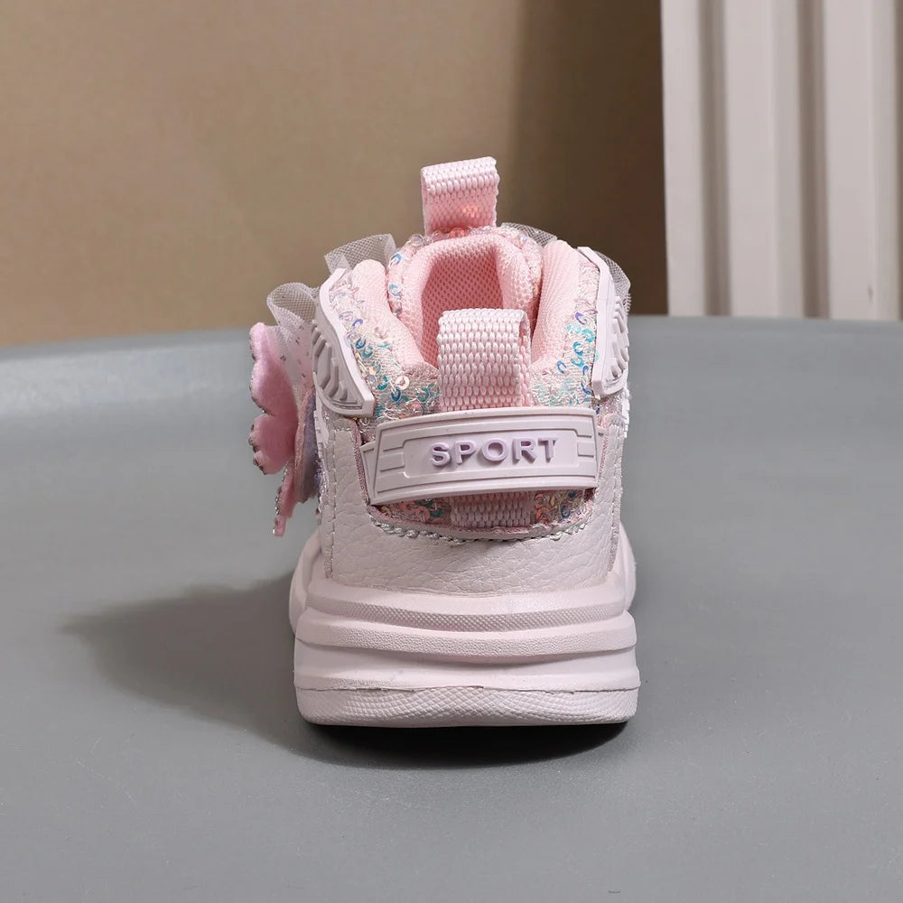 Chaussures d'automne en cuir pour enfants, baskets de Sport pour enfants en bas âge, mignonnes papillons scintillants, semelle souple, à la mode, pour filles, nouvelle collection 2025 MAEJORKEN