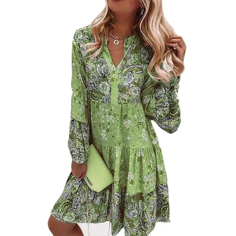 Robes imprimé fleuri col en V du XS au 3XL