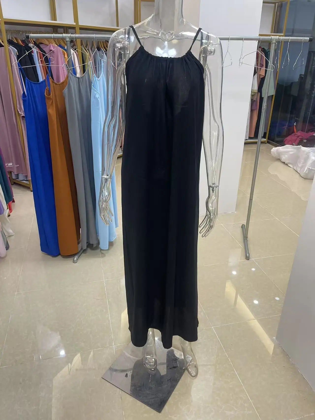 Nouvelle arrivée : Robe longue décontractée sans bretelles ni dos pour femme, confortable pour la maison et la nuit MAEJORKEN