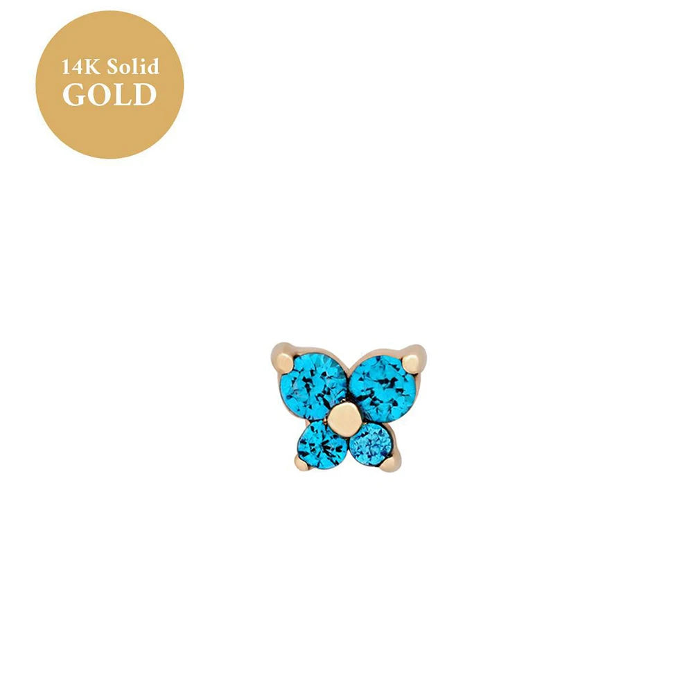 Mini boucles d'oreilles en acier inoxydable, pierre de naissance, 12 Constellation, Cartilage, papillon, bijoux de perçage hypoallergéniques, 1 pièce MAEJORKEN