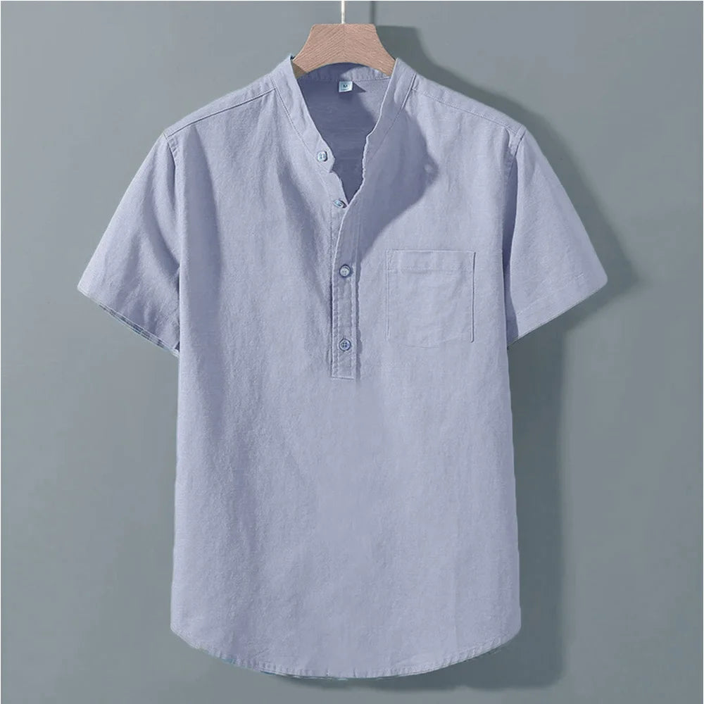 T-shirt d'été à manches courtes pour hommes, couleur unie, Design de poche, chemises à boutons, vêtements quotidiens de rue, Style Simple et confortable MAEJORKEN