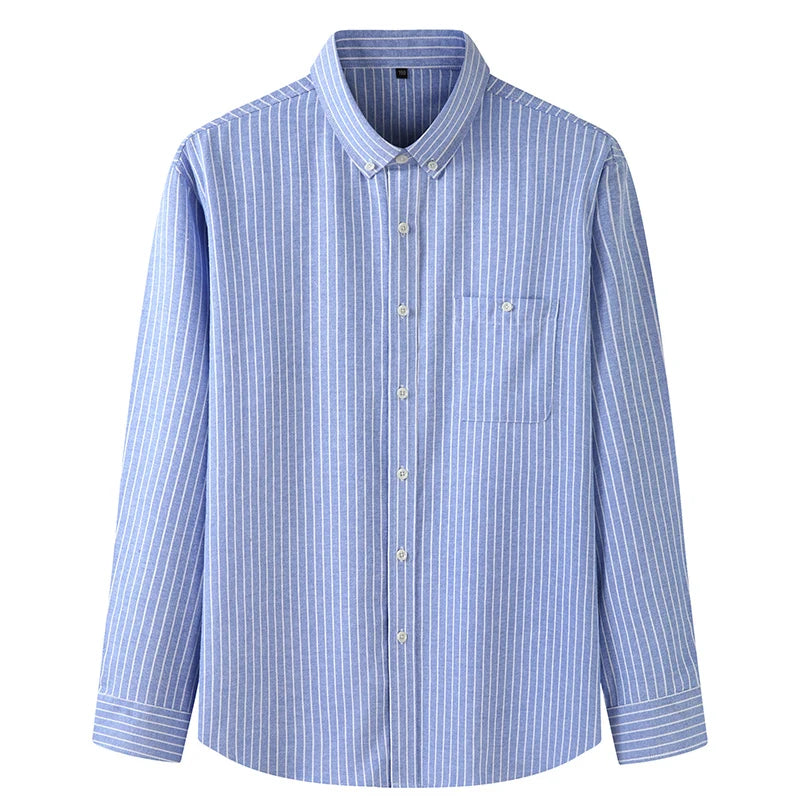 Chemise homme bleu rayé Oxford coton flanelle grande taille 5XL 6XL 7XL 8XL 10XL élégant bureau surdimensionné manches longues mince rouge blanc MAEJORKEN