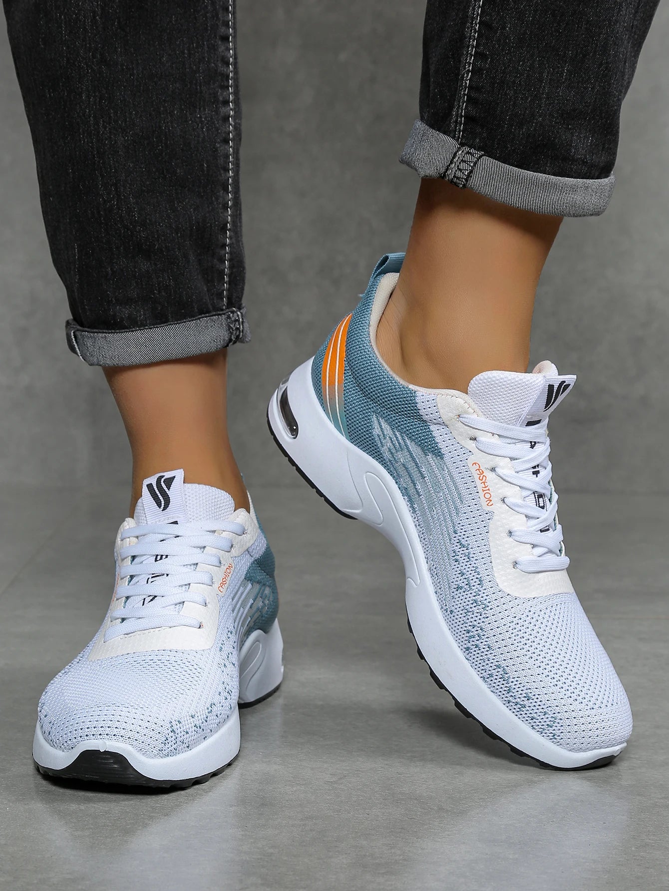 Chaussures pour hommes, chaussures décontractées pour hommes, maille respirante, chaussures de sport à la mode à coussin d'air, à semelles souples et à blocs de couleur MAEJORKEN