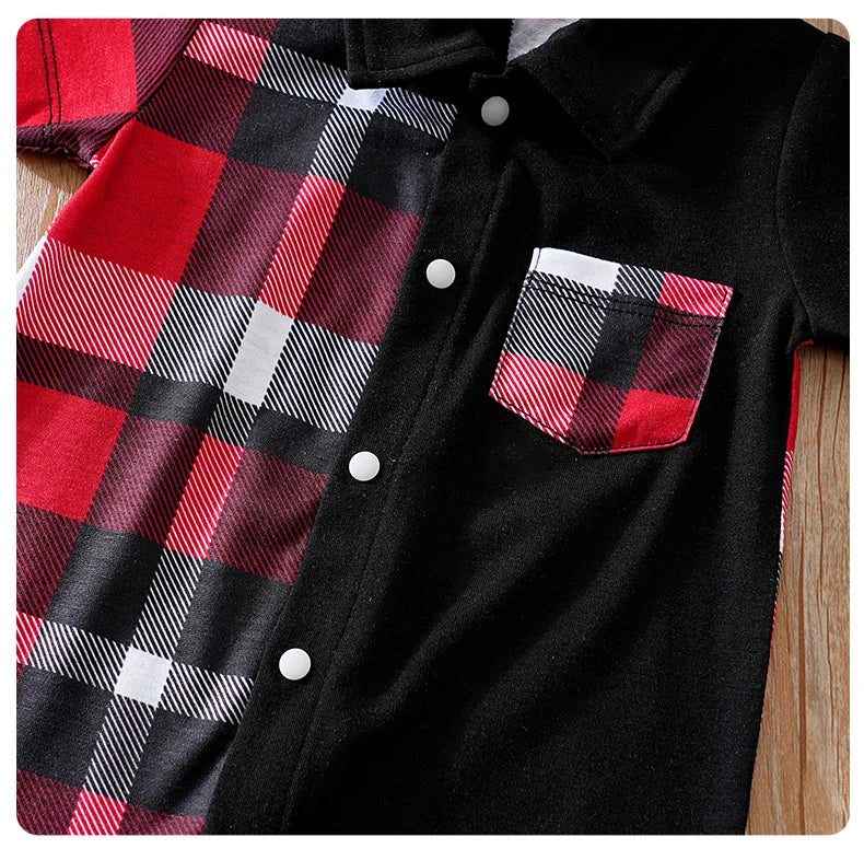 Polo à carreaux en Patchwork pour nouveau-né, vêtements confortables et doux pour garçons et filles, combinaison d'été à manches courtes pour bébé MAEJORKEN