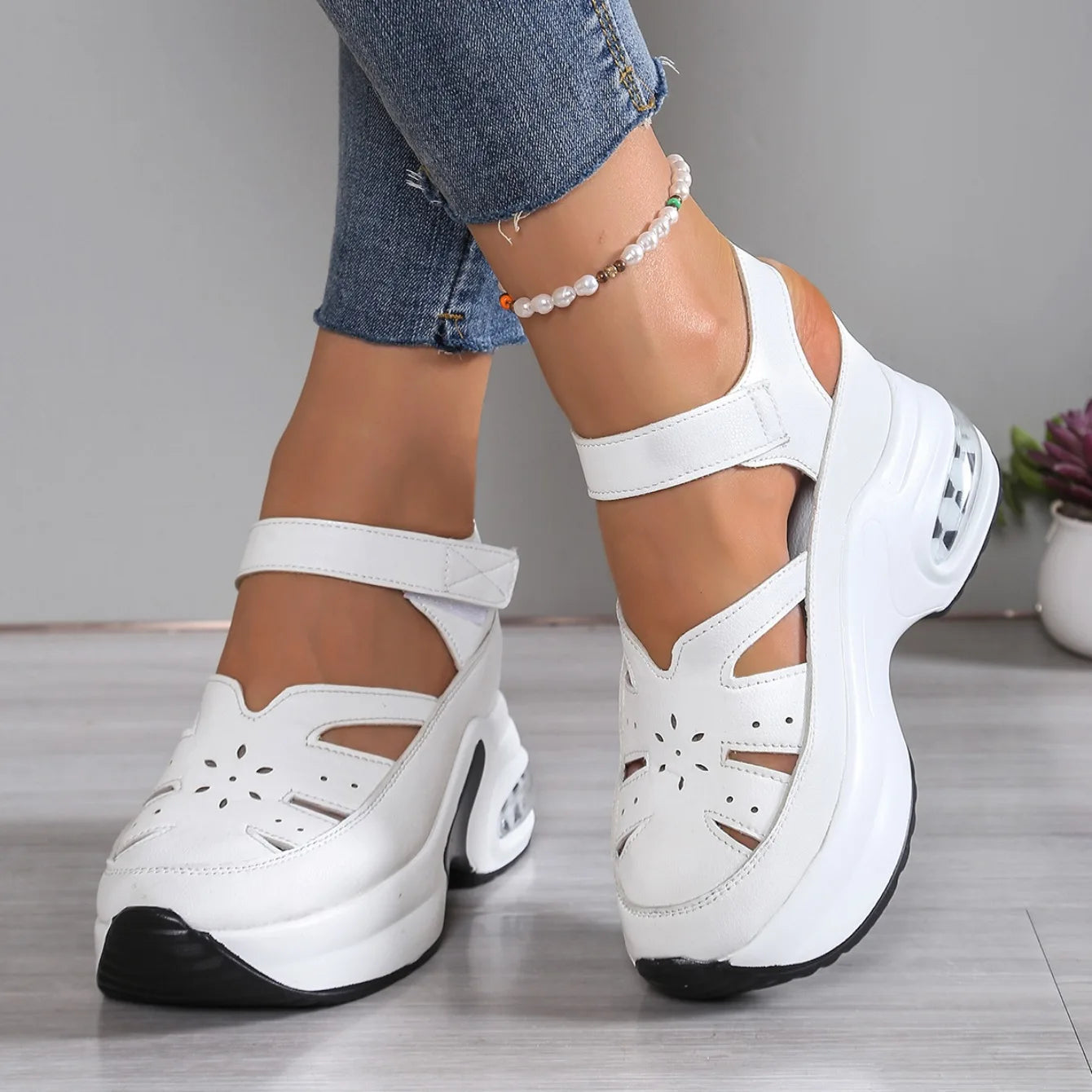 Sandales d'été à bout fermé pour femmes, chaussures décontractées, grande taille, ajourées, légères, confortables, à plateforme, nouvelle collection MAEJORKEN