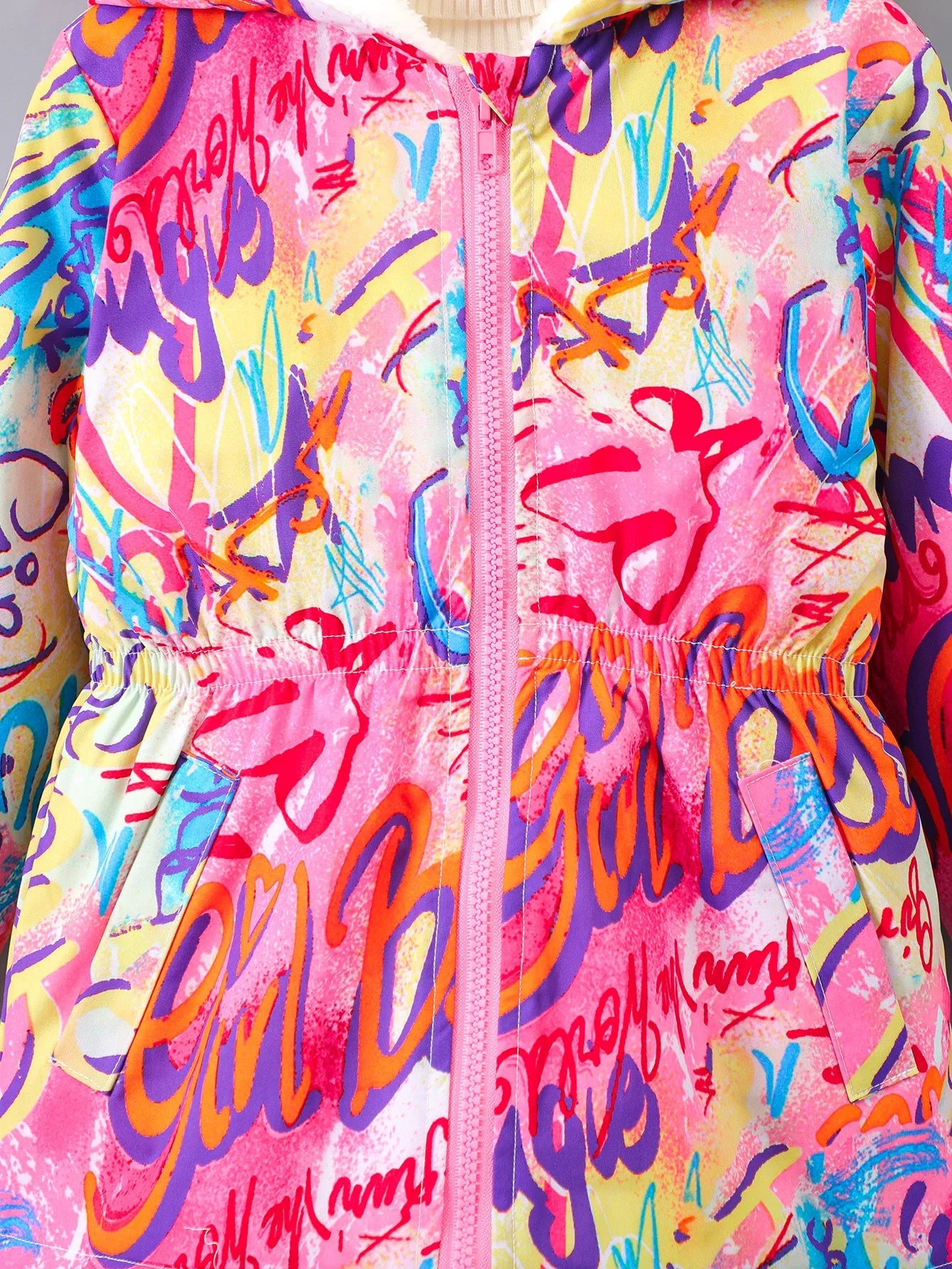 Cardigan Chaud Rembourré en Peluche pour Fille, Veste à Capuche avec Fermeture Éclair, Imprimé Numérique, à la Mode, Automne et Hiver MAEJORKEN