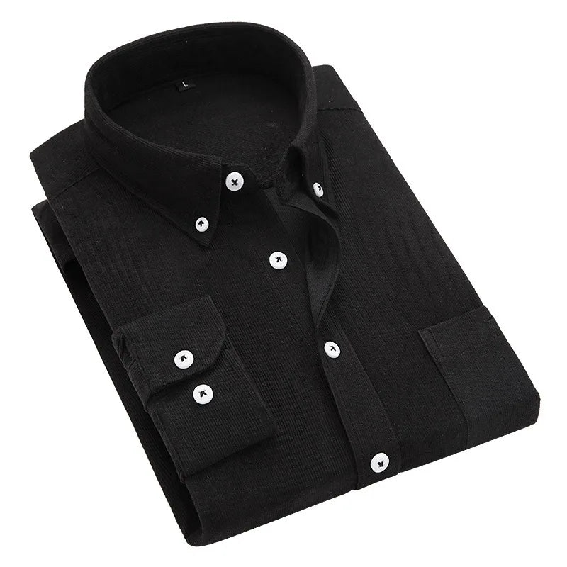 Chemise en velours manche longue rayure homme du M au 5XL