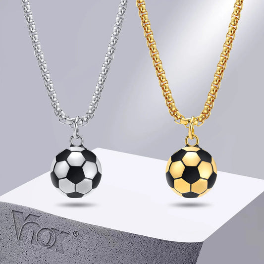 Vnox – colliers de Football 3D pour hommes, pendentifs Scoocer décontractés en acier inoxydable massif, cadeaux pour amoureux du sport pour garçons MAEJORKEN