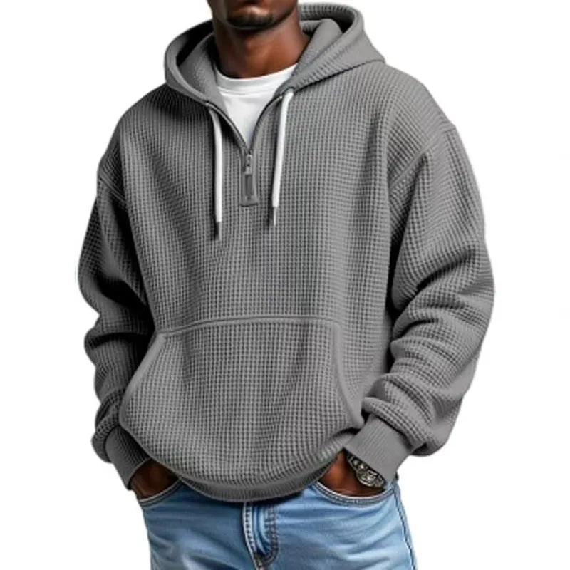 2025 printemps automne nouveaux hommes gaufre à capuche haut rue vacances manches longues sweat-shirt décontracté mode sortie quotidien homme à capuche MAEJORKEN