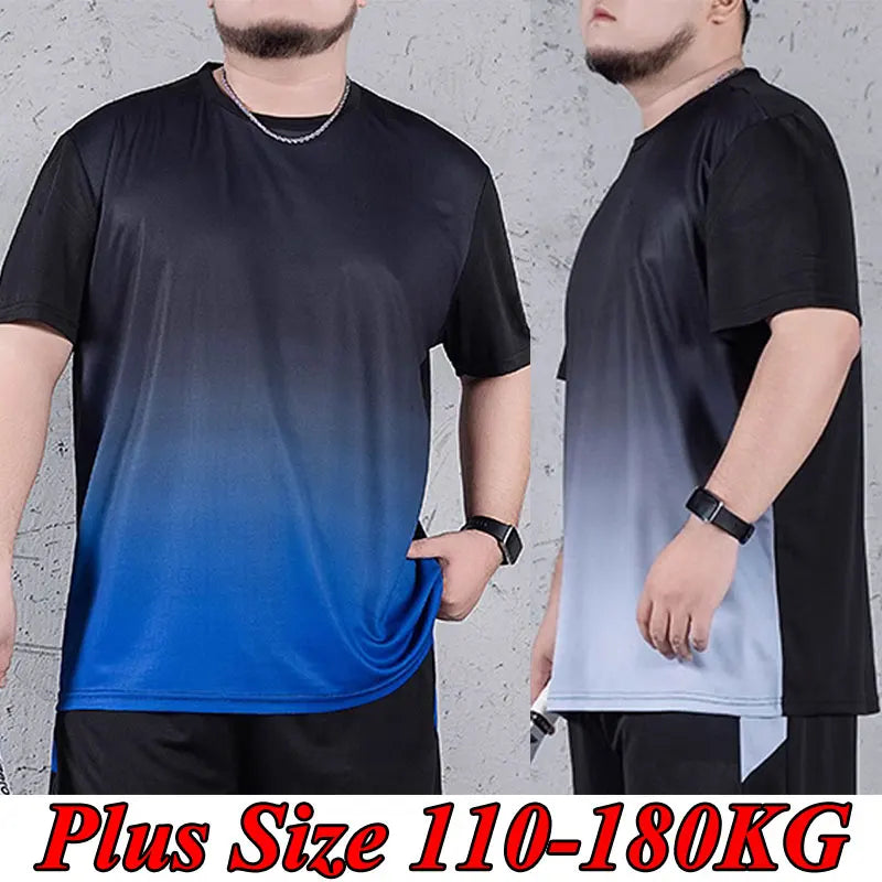 T-shirt homme grande taille 1XL-7XL manches courtes hauts printemps été dégradé t-shirts séchage rapide hommes Sport surdimensionné respirant T-shirt MAEJORKEN