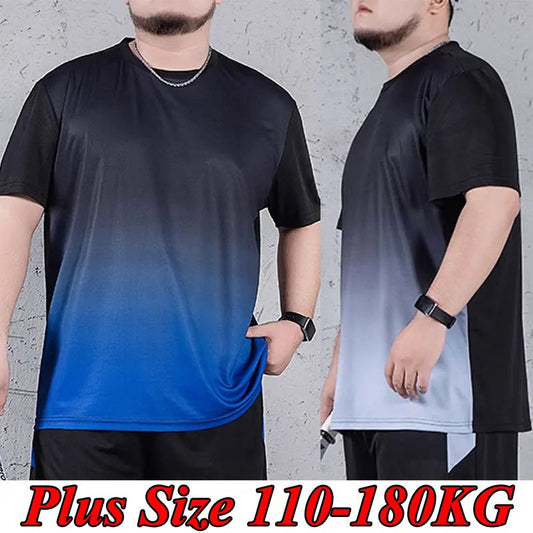 T-shirt homme grande taille 1XL-7XL manches courtes hauts printemps été dégradé t-shirts séchage rapide hommes Sport surdimensionné respirant T-shirt MAEJORKEN