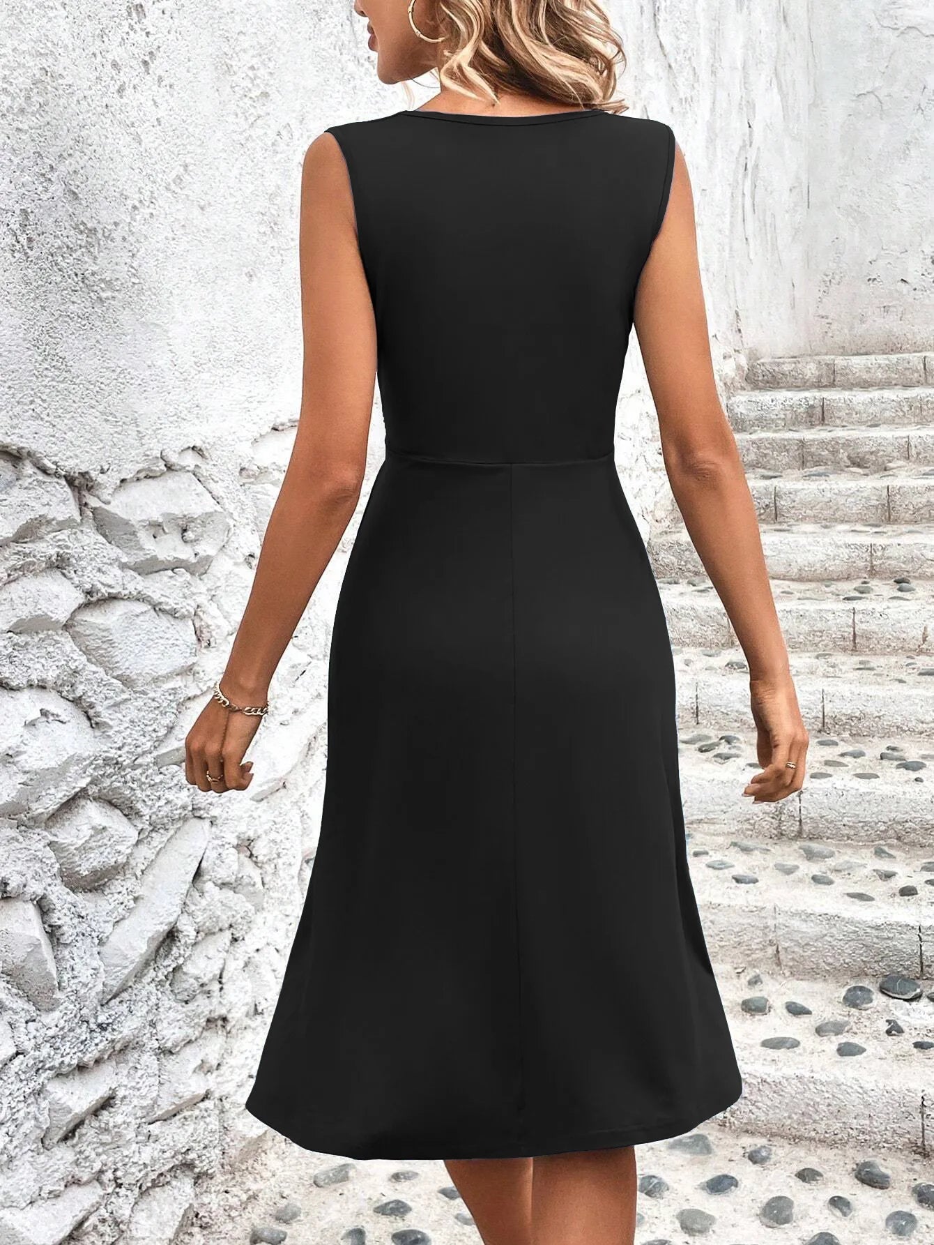 Couleur unie décontracté mince robes courtes pour les femmes 2025 mode été femmes a-ligne robe Midi élégant Vintage robes féminines MAEJORKEN