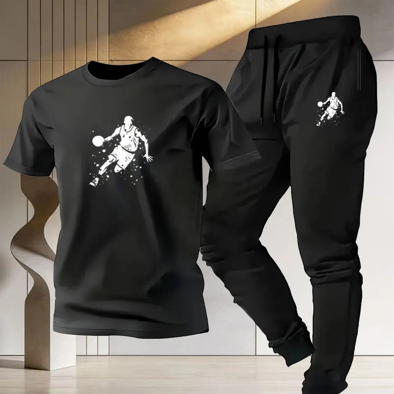 Vêtements de sport de basketball pour hommes, t-shirt d'été en pur coton à manches courtes, pantalon de sport léger, nouveau style 2026, coupe ample MAEJORKEN