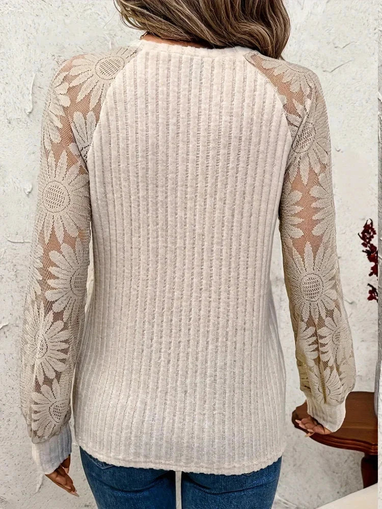 Pull tricoté dentelle femmes du S au 2XL MAEJORKEN