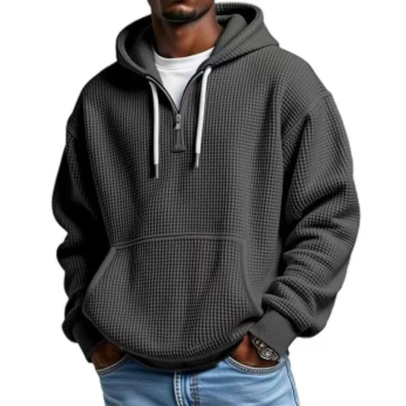 2025 printemps automne nouveaux hommes gaufre à capuche haut rue vacances manches longues sweat-shirt décontracté mode sortie quotidien homme à capuche MAEJORKEN