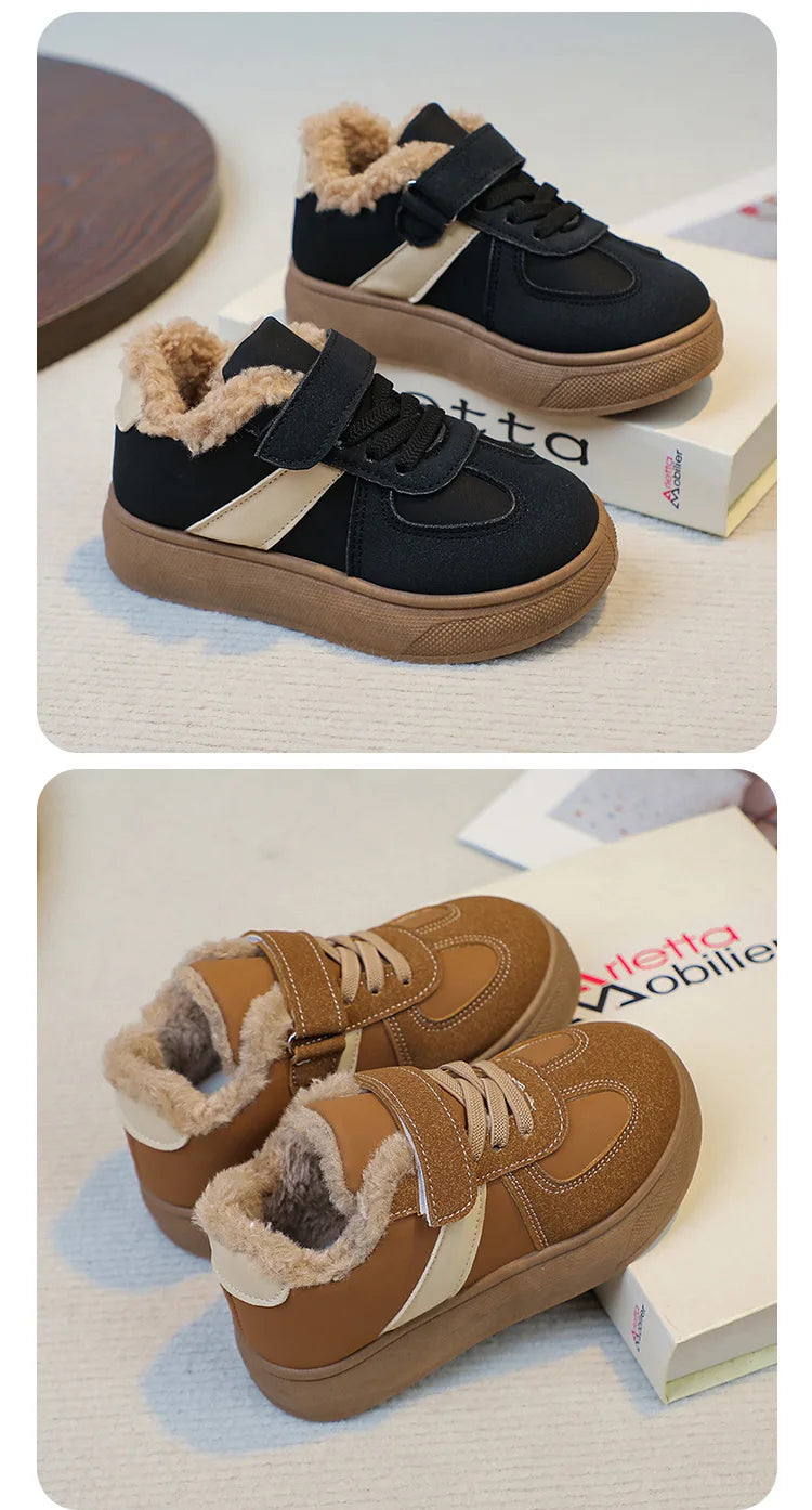 Chaussures chaudes d'hiver pour enfants, baskets en polaire, en coton, imperméables, en laine d'agneau, pour filles, 2025 MAEJORKEN