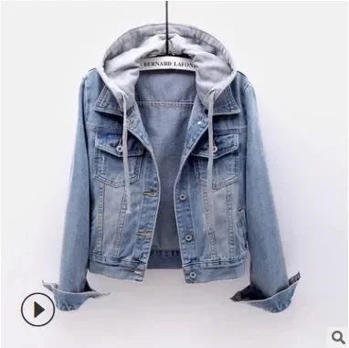 Femmes Denim manteau à capuche simple boutonnage bouton vestes à capuche Patchwork vêtements d'extérieur Cardigan poches solides Streetwear chaud MAEJORKEN