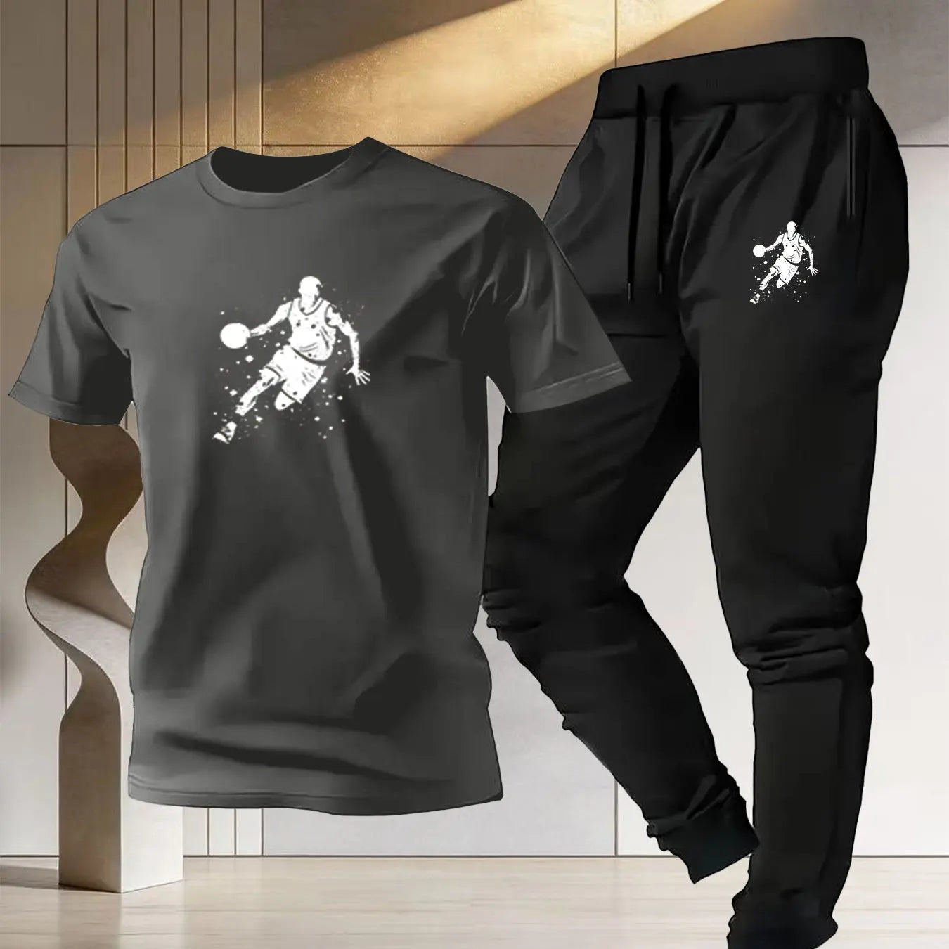 Vêtements de sport de basketball pour hommes, t-shirt d'été en pur coton à manches courtes, pantalon de sport léger, nouveau style 2026, coupe ample MAEJORKEN