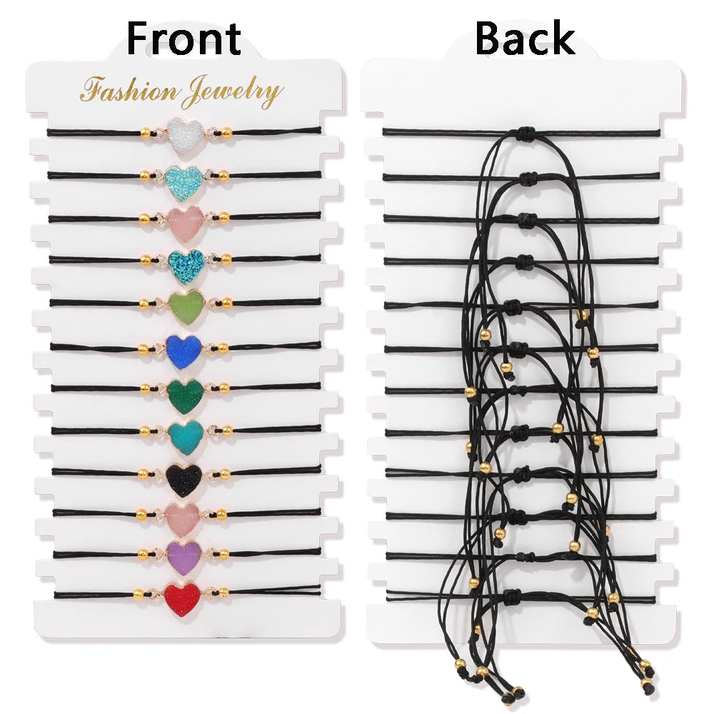 12 pièces/ensemble coloré pierre naturelle tressé Bracelet guérison cristal à la main Bracelets porte-bonheur Bracelets bijoux femmes hommes cadeaux MAEJORKEN