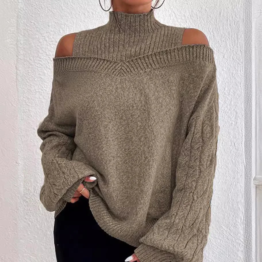 Pull semi - col roulé pour femme