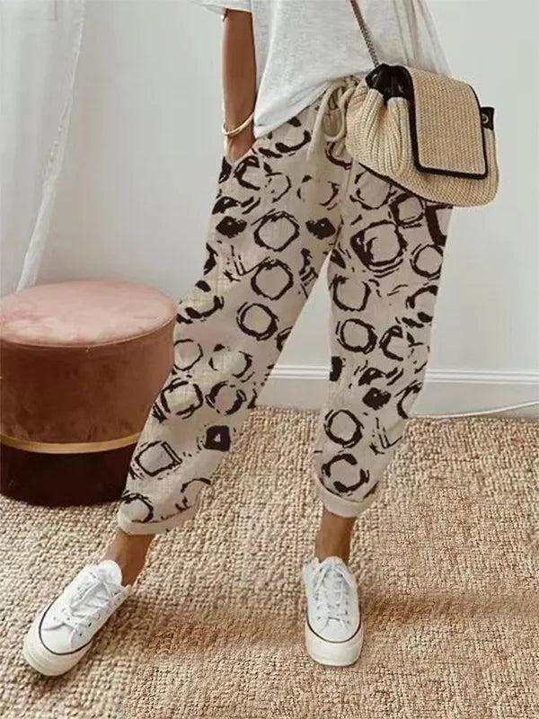 Pantalon mi-long en coton pour femmes, ligne à volants, Vintage, grande, grande taille, grande taille, décontracté, mode fête, bande ample, poche, été, printemps MAEJORKEN