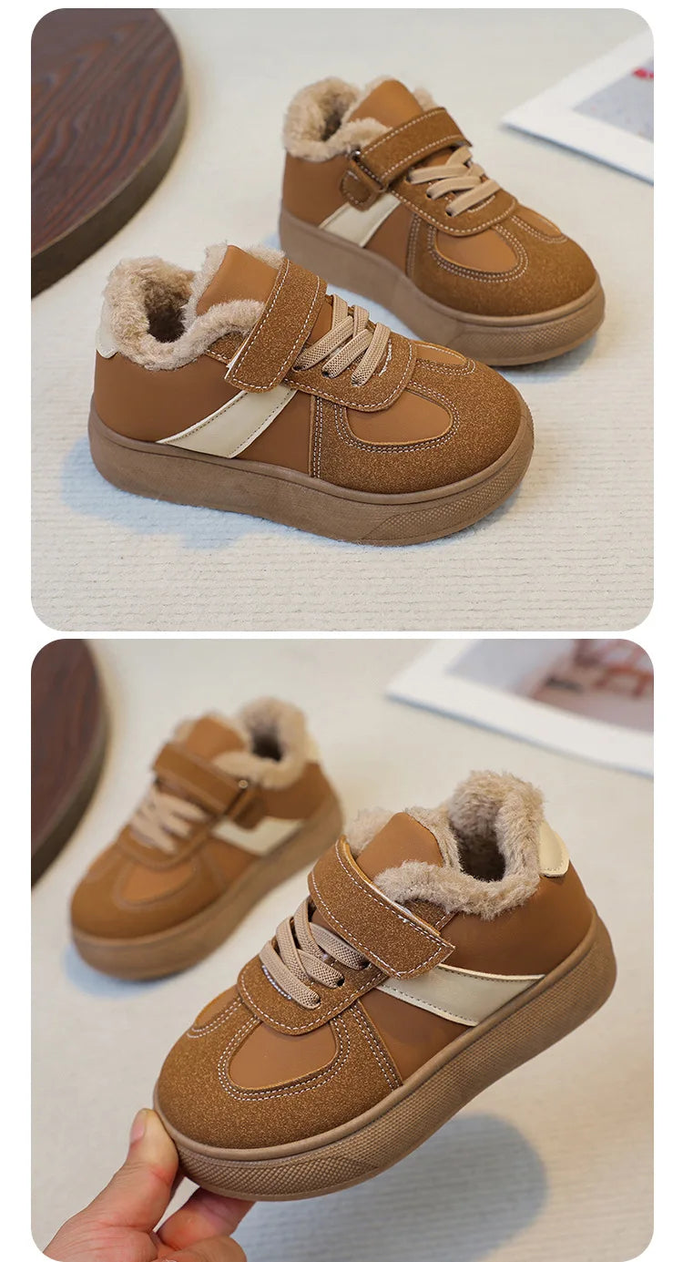 Chaussures chaudes d'hiver pour enfants, baskets en polaire, en coton, imperméables, en laine d'agneau, pour filles, 2025 MAEJORKEN