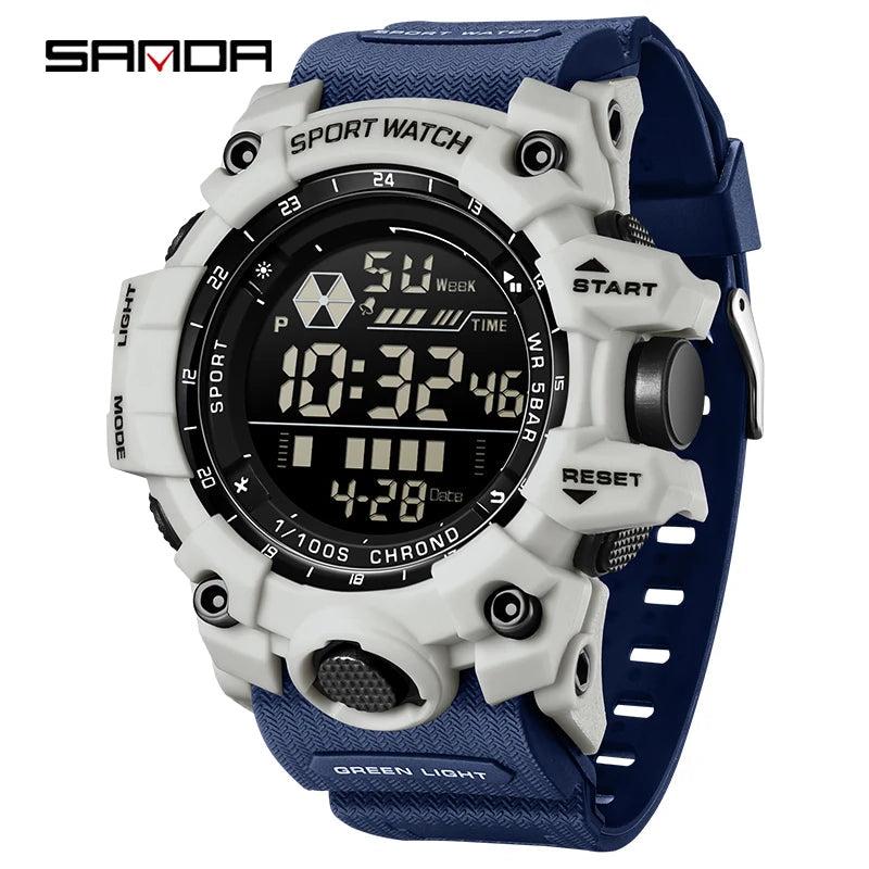 SANDA Sports de plein air hommes montre LED étanche analogique numérique spectacle multifonction grand cadran électronique montre-bracelet G style mâle Cloc MAEJORKEN