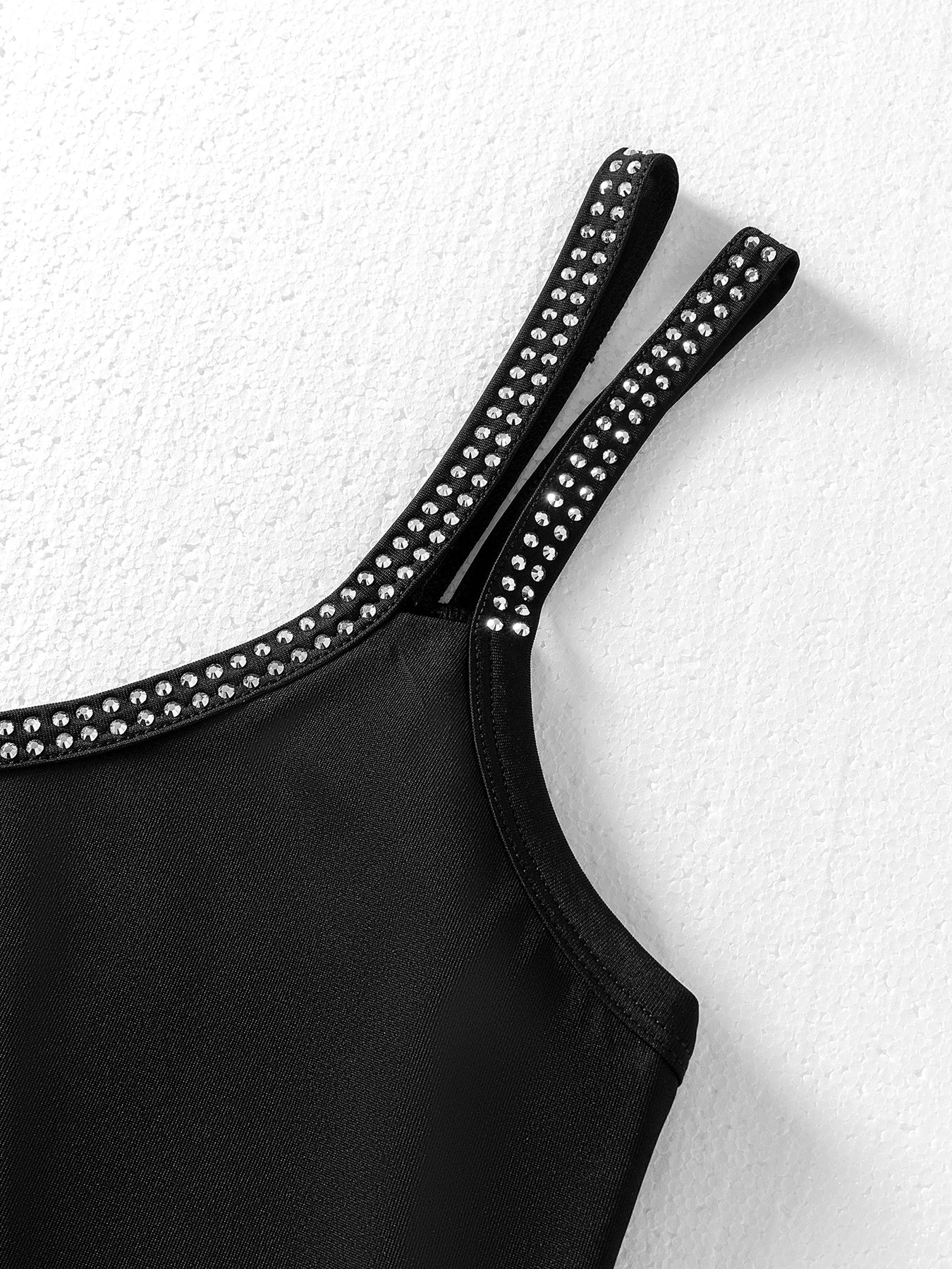 Nouvelles femmes mode décontracté strass noir Sexy polyvalent quotidien t-shirt débardeurs à la mode vêtements pour dames été haut caraco MAEJORKEN
