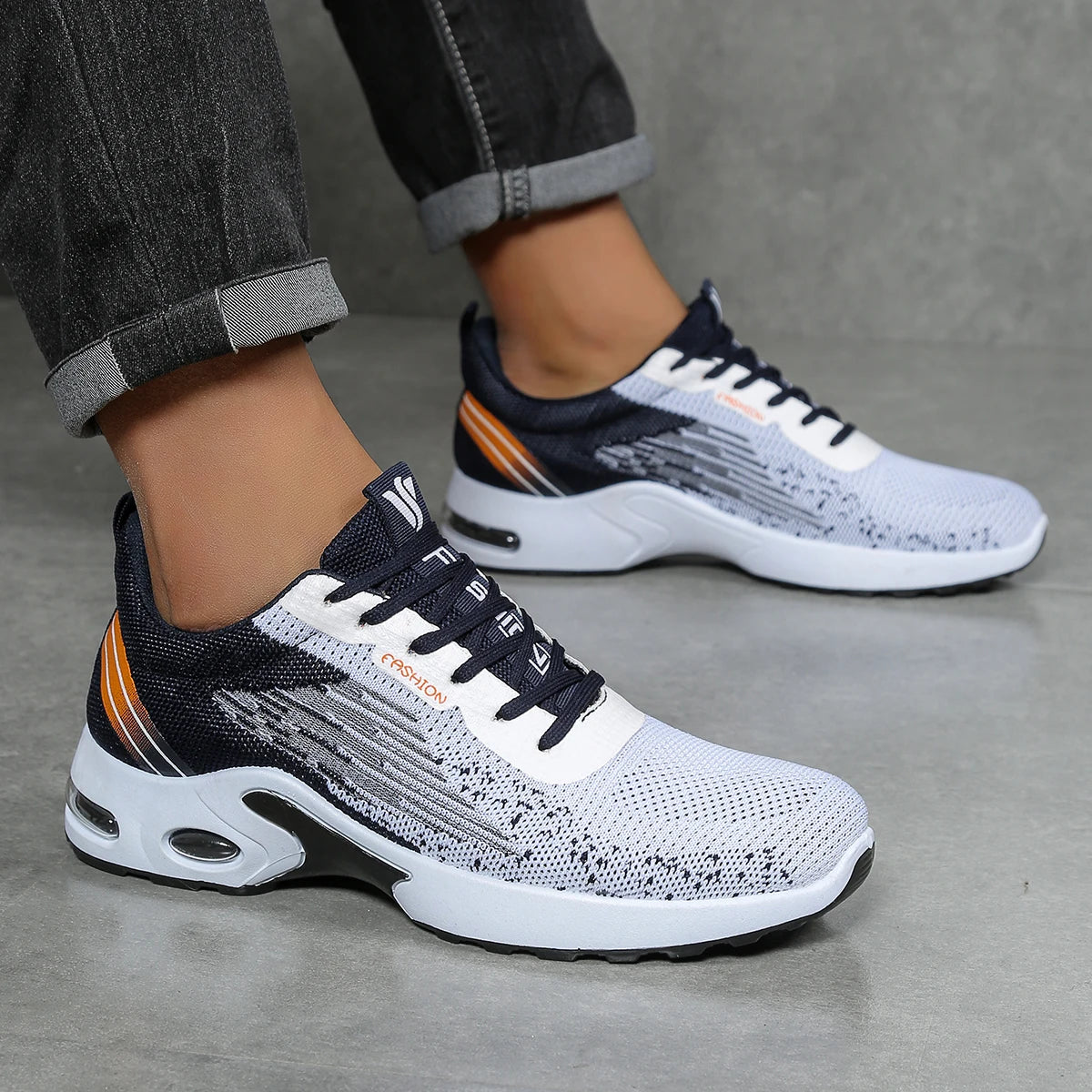 Chaussures pour hommes, chaussures décontractées pour hommes, maille respirante, chaussures de sport à la mode à coussin d'air, à semelles souples et à blocs de couleur MAEJORKEN
