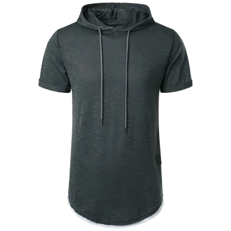 Sweat-shirt à capuche d'été pour hommes, T-shirt ample à manches courtes, couleur unie, léger, Fitness, col respirant, hauts MAEJORKEN