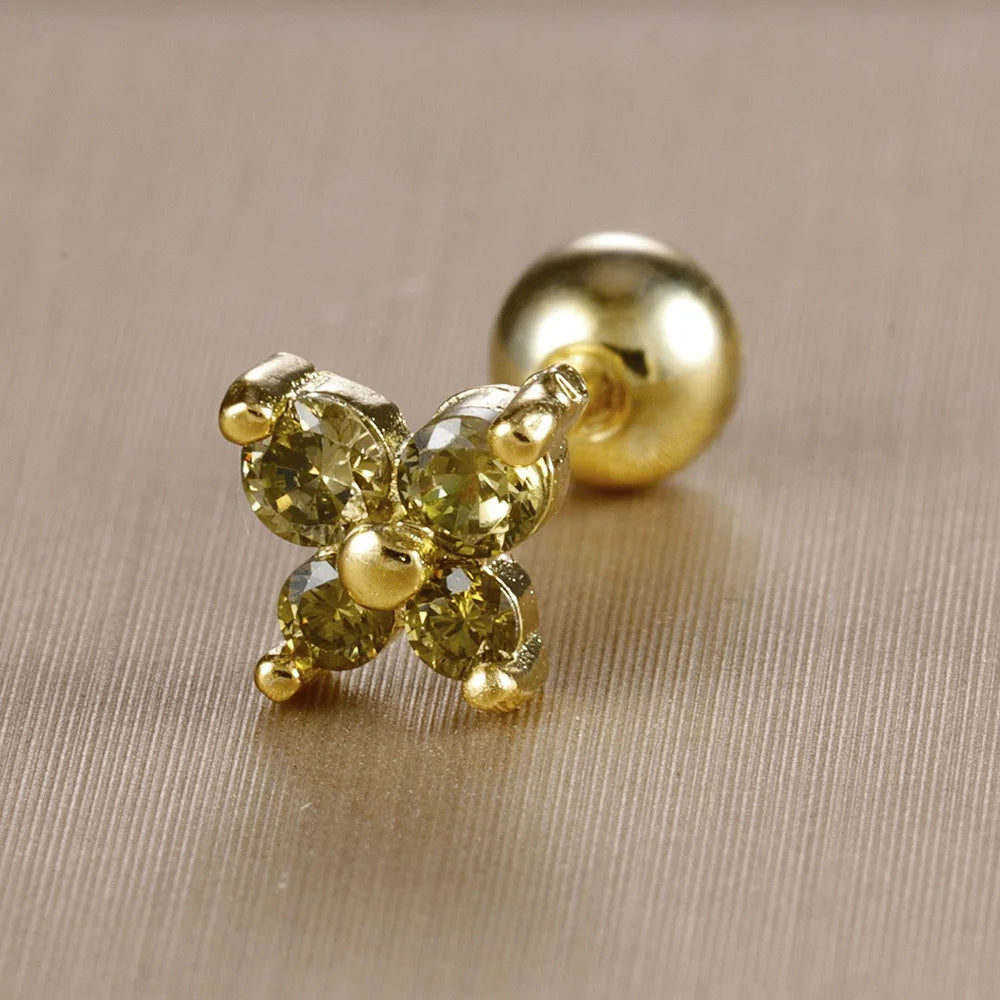 Mini boucles d'oreilles en acier inoxydable, pierre de naissance, 12 Constellation, Cartilage, papillon, bijoux de perçage hypoallergéniques, 1 pièce MAEJORKEN