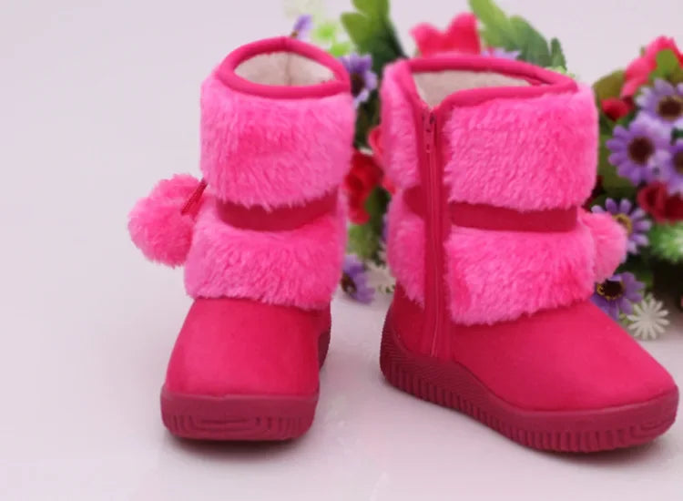 Bottes de neige pour filles, confortables, épaisses et chaudes, pour enfants, boule épaisse, mignonnes, chaussures de princesse, automne, 2023 MAEJORKEN