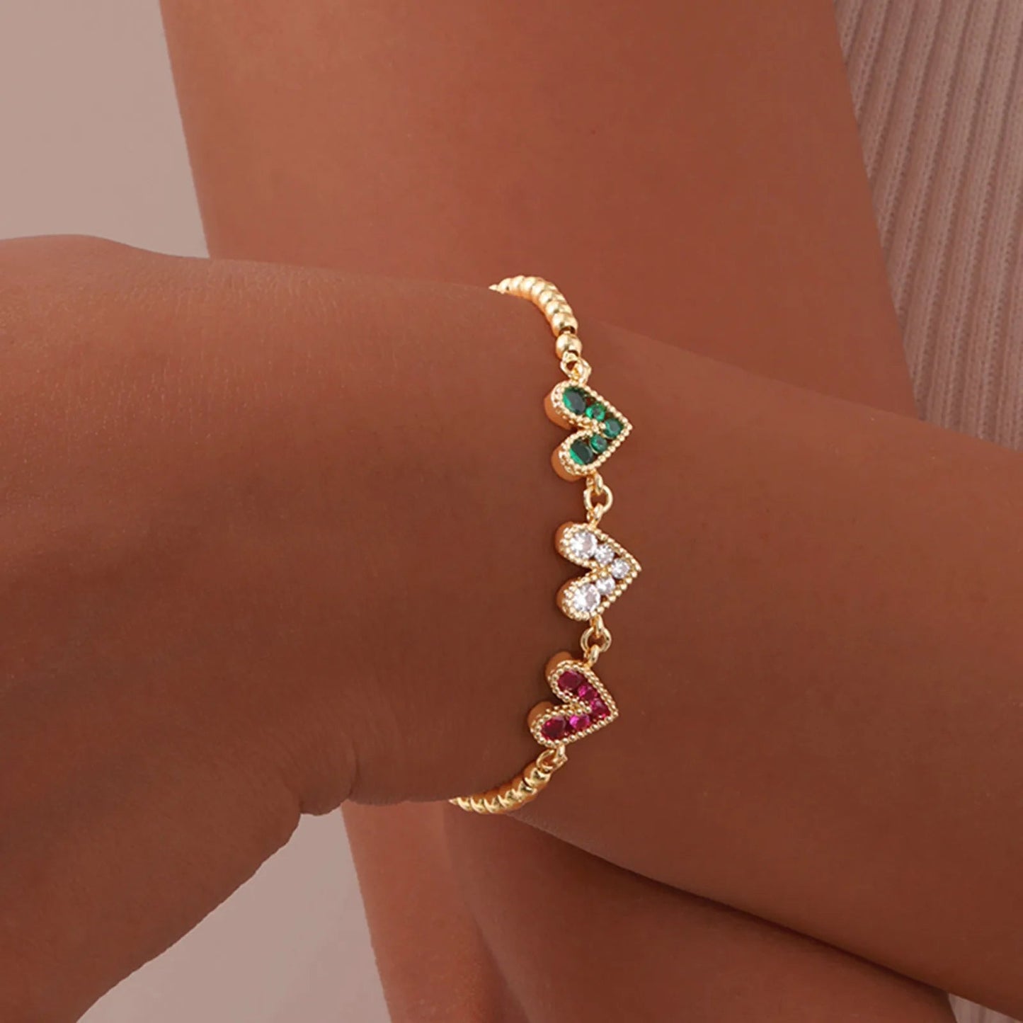 Zcomprend-Bracelet coeur en pierre colorée pour femme, lune, étoile, boîte réglable, bijoux JOWristband, cadeau pour petite amie, jour de Léon MAEJORKEN