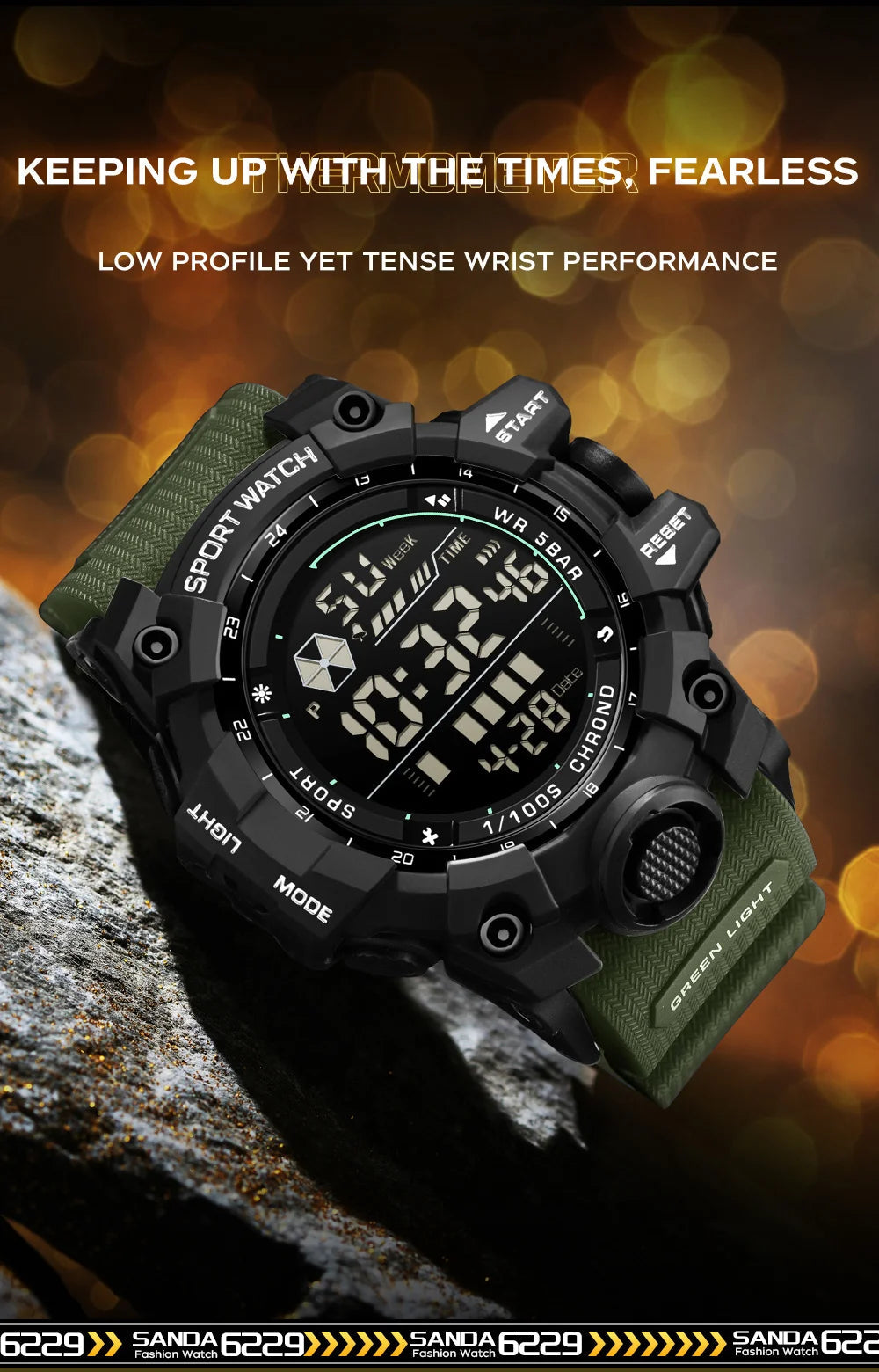 SANDA Sports de plein air hommes montre LED étanche analogique numérique spectacle multifonction grand cadran électronique montre-bracelet G style mâle Cloc MAEJORKEN