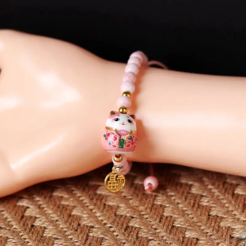 Bracelet chat b03 pour filles, bracelets perlés colorés, pendentifs en céramique Harajuku, bracelets à breloques anime, bijoux cadeaux, vente en gros MAEJORKEN