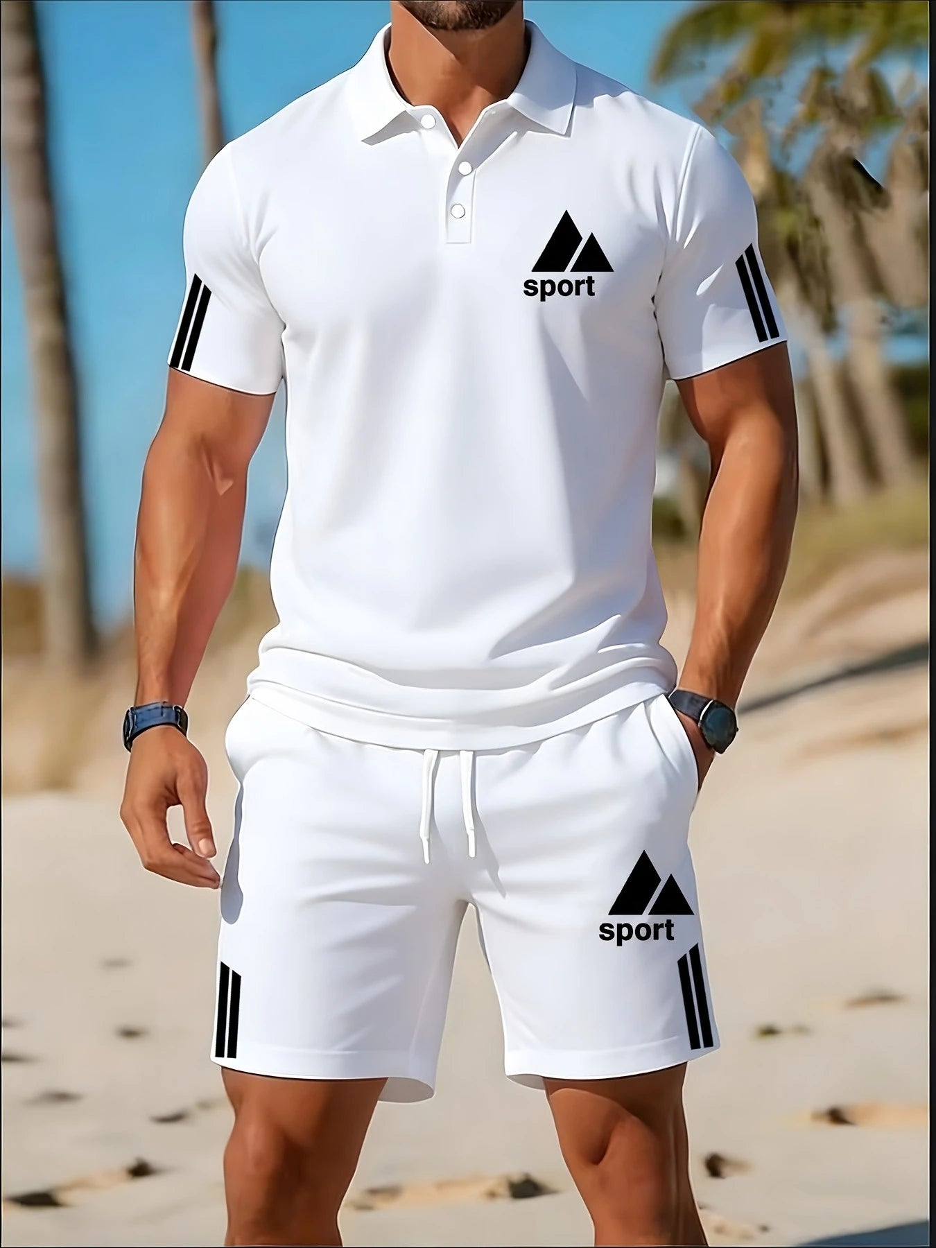 Ensemble de vêtements de sport décontractés pour hommes, polo à manches courtes + short d'été, ensemble de sport décontracté, ensemble respirant pour hommes MAEJORKEN