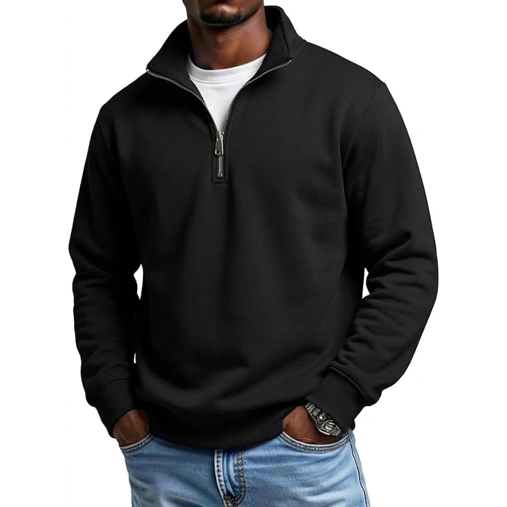 Sweat-shirt à fermeture éclair pour homme, idéal pour le sport et les activités de plein air, avec capuche et demi-zip, collection printemps-automne, couleur unie MAEJORKEN