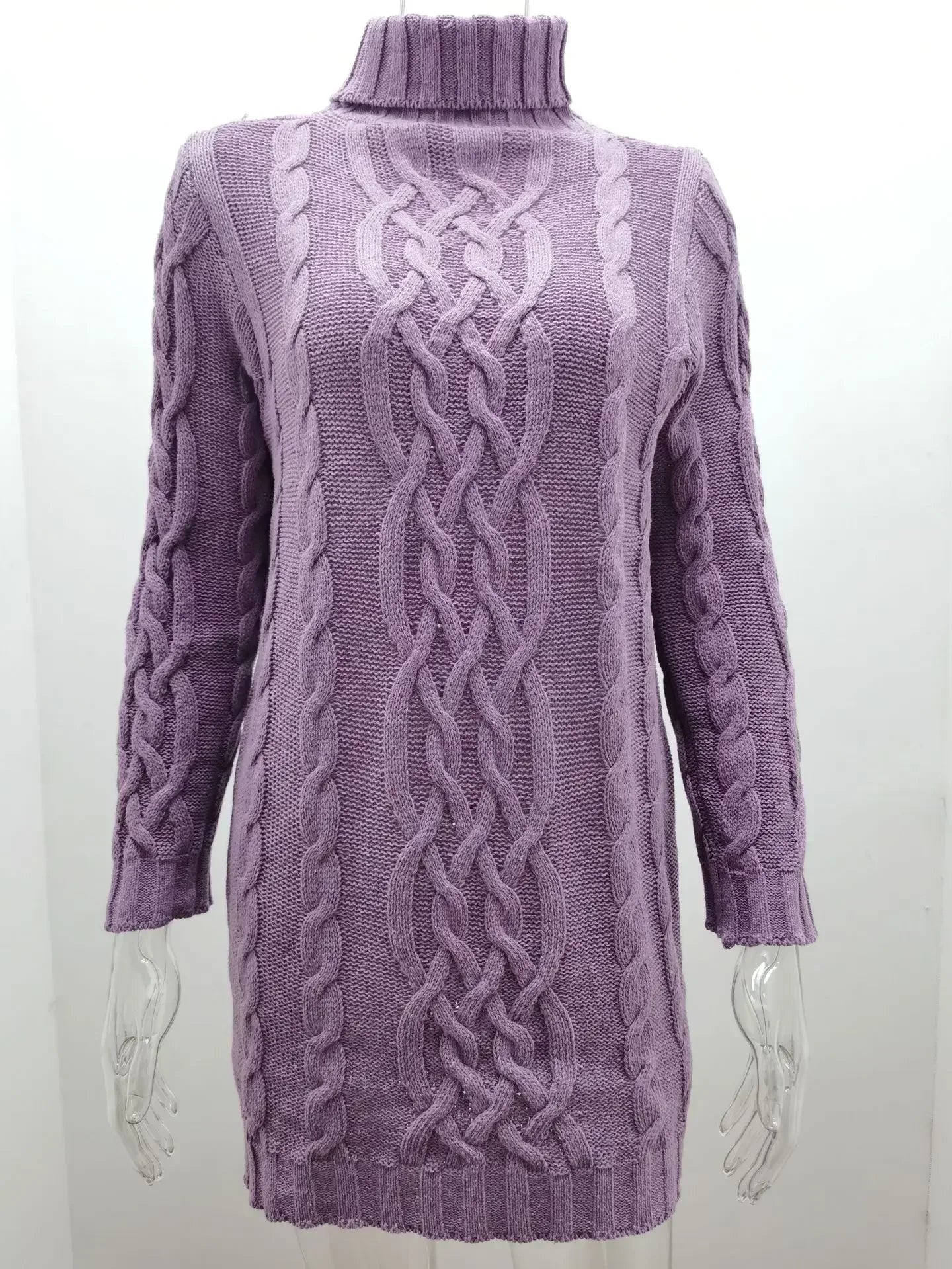 Robe pull longue à col haut pour femme, pull tricoté, couleur unie, épais, Mini, mode hiver automne 2024 MAEJORKEN
