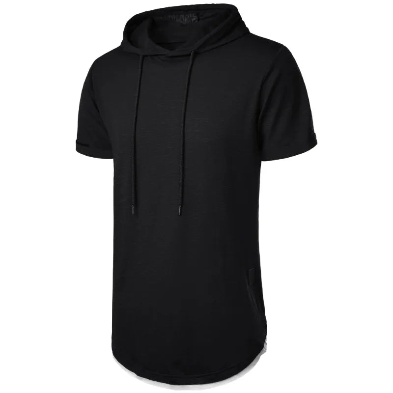 Sweat-shirt à capuche d'été pour hommes, T-shirt ample à manches courtes, couleur unie, léger, Fitness, col respirant, hauts MAEJORKEN