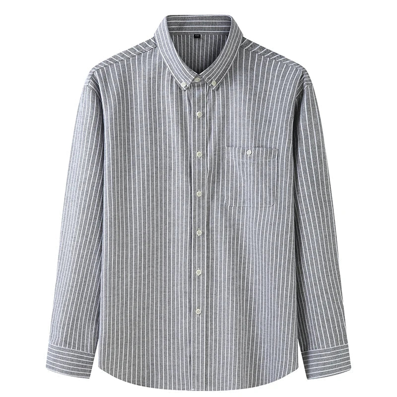 Chemise homme bleu rayé Oxford coton flanelle grande taille 5XL 6XL 7XL 8XL 10XL élégant bureau surdimensionné manches longues mince rouge blanc MAEJORKEN