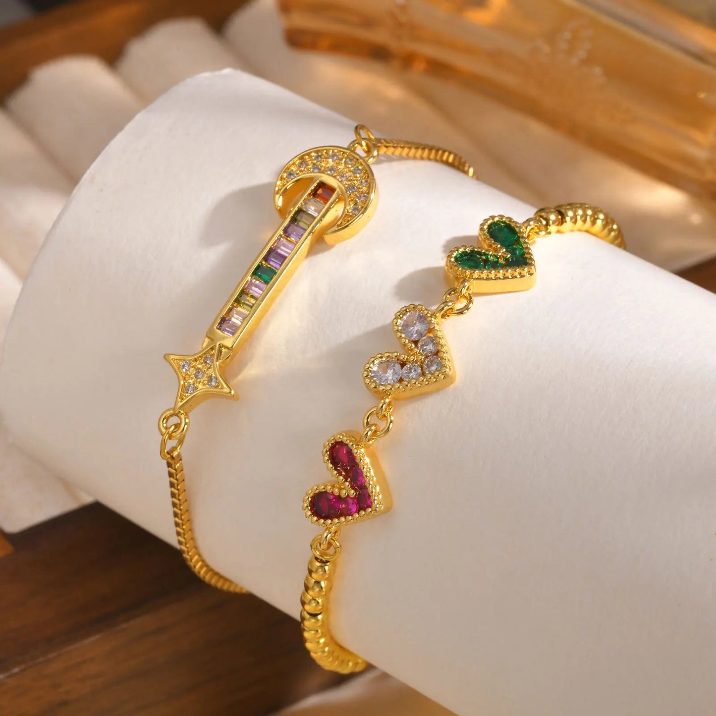 Zcomprend-Bracelet coeur en pierre colorée pour femme, lune, étoile, boîte réglable, bijoux JOWristband, cadeau pour petite amie, jour de Léon MAEJORKEN