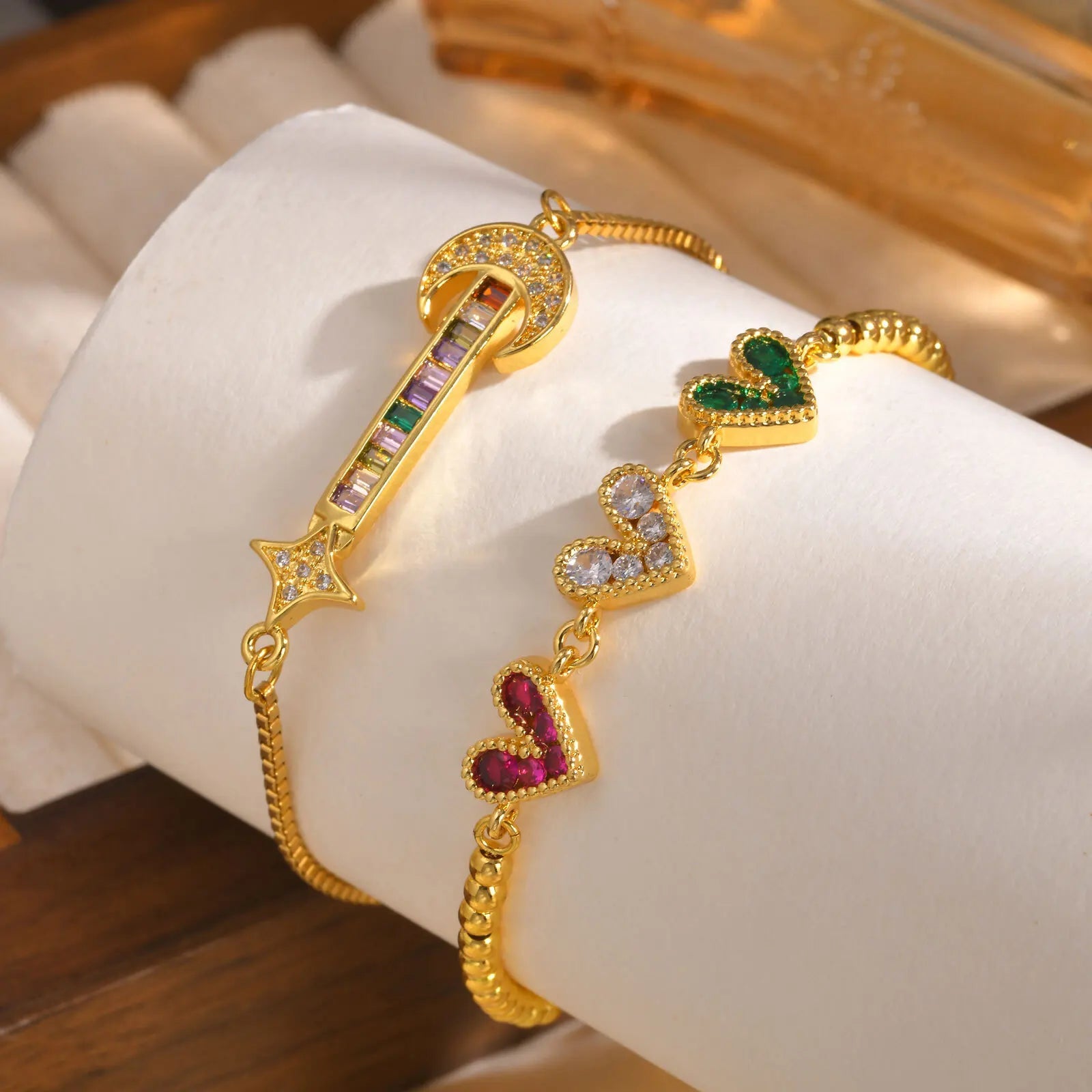 Zcomprend-Bracelet coeur en pierre colorée pour femme, lune, étoile, boîte réglable, bijoux JOWristband, cadeau pour petite amie, jour de Léon MAEJORKEN