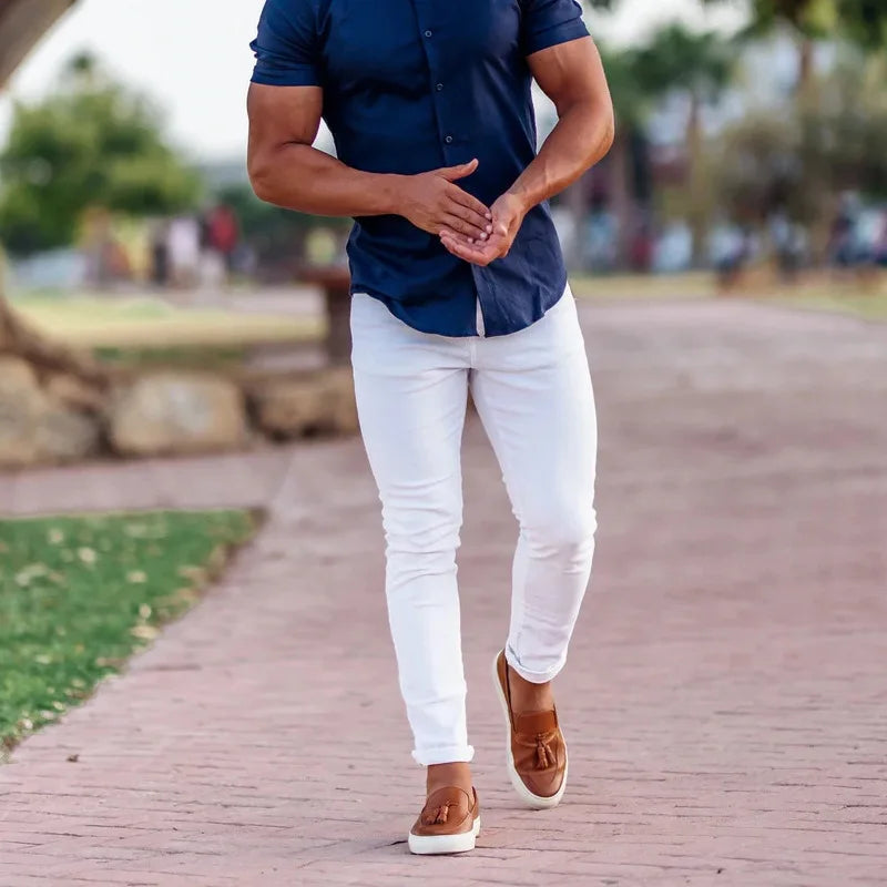 Pantalon Slim couleur unie du S au 3XL