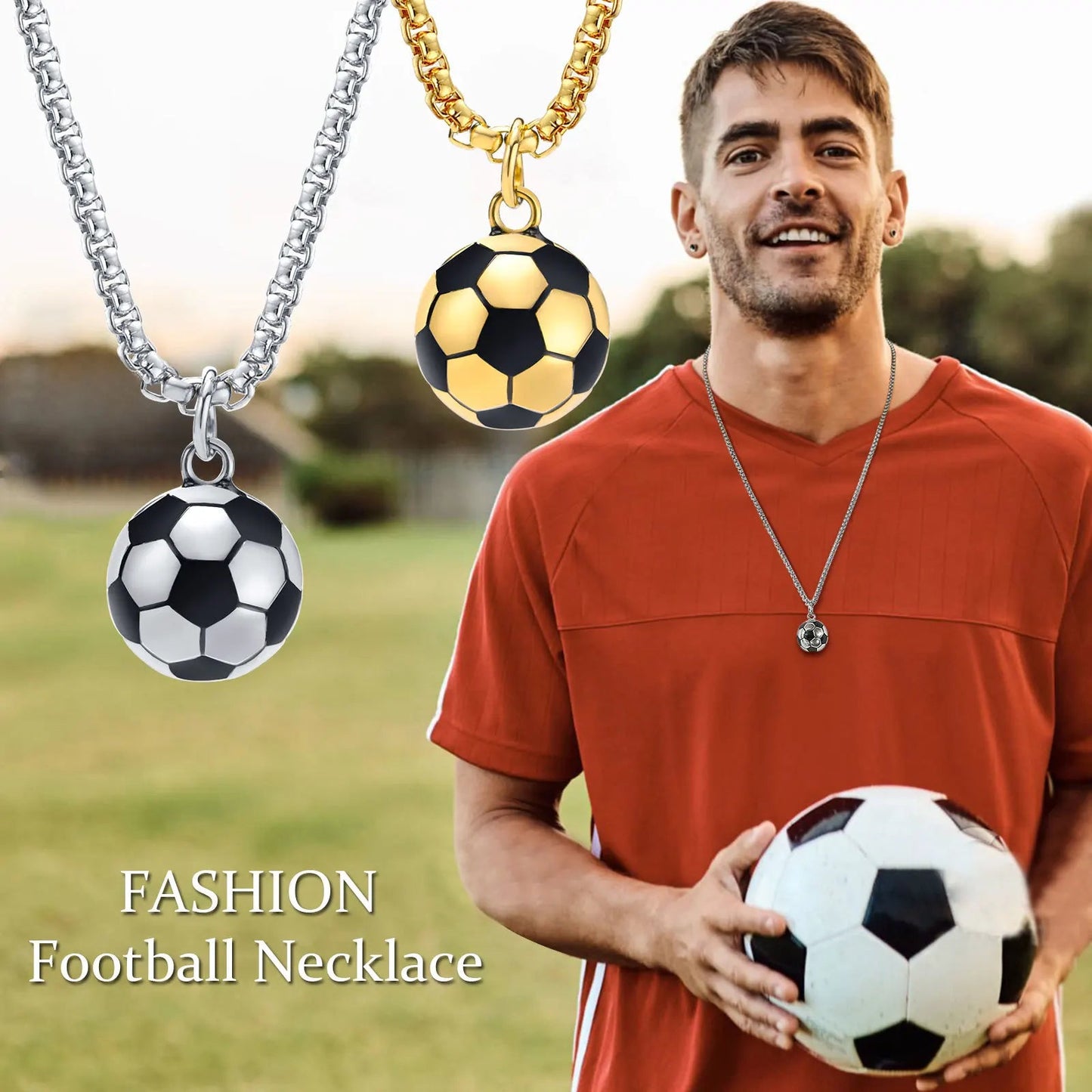 Vnox – colliers de Football 3D pour hommes, pendentifs Scoocer décontractés en acier inoxydable massif, cadeaux pour amoureux du sport pour garçons MAEJORKEN