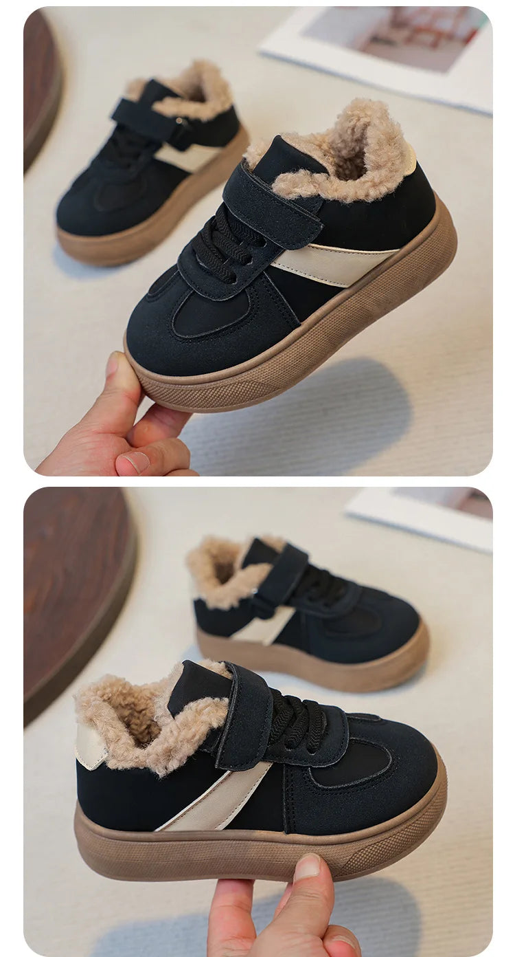 Chaussures chaudes d'hiver pour enfants, baskets en polaire, en coton, imperméables, en laine d'agneau, pour filles, 2025 MAEJORKEN